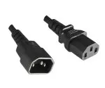 Cold device cable C13 to C14, 1mm², extension, VDE, black, length 3m